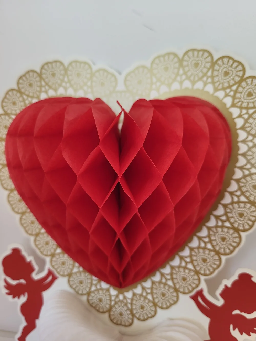 2 Vintage Valentine Honeycomb Heart Centerpiece 11